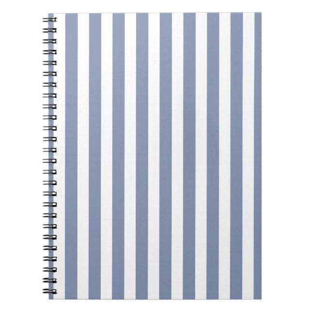 Carnet Bleu gris et blanc rayures de bonbons (Devant)