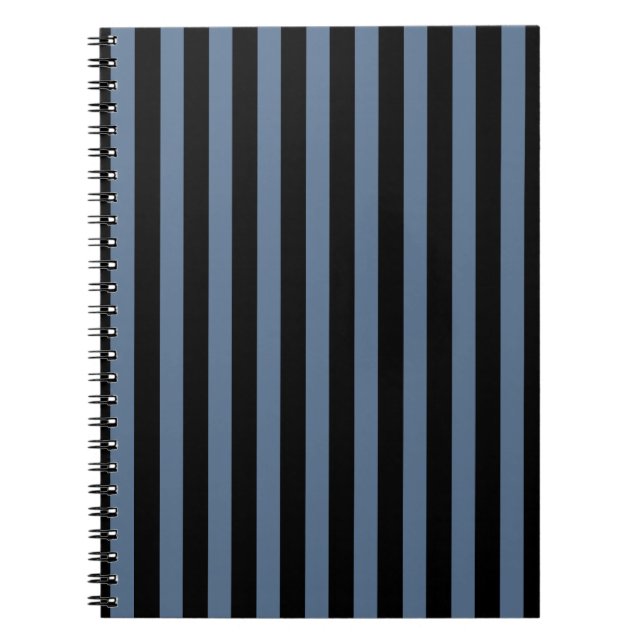 Carnet Bleu gris et noir rayures (Devant)