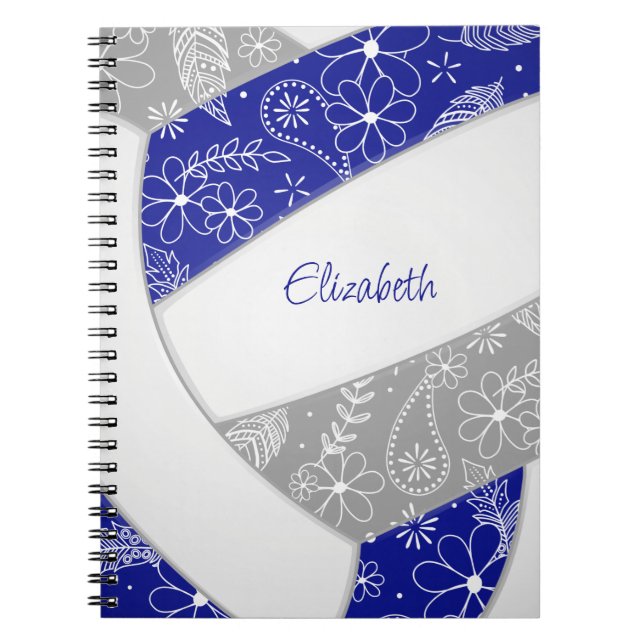 Carnet bleu gris girly boho sport volley-ball (Devant)