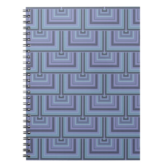 Carnet Bleu gris rayures carré motif (Devant)