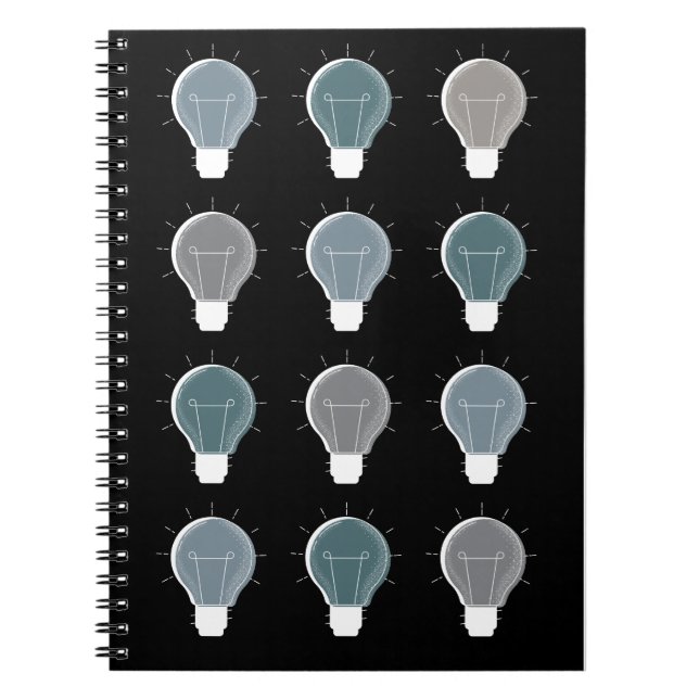 Carnet Bleu Gris Simple Lightbulbe Scandinave Répétition (Devant)