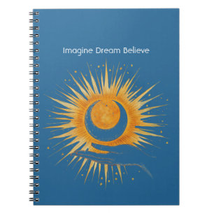 Carnet Bleu Imagine Rêve Croire Or Orange Soleil Main