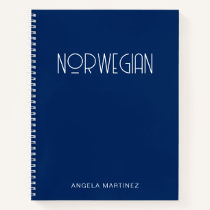 Carnet Bleu marine et blanc Étude de langue de style rétr