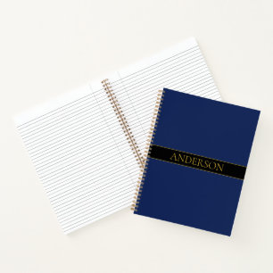 Carnet Bleu marine et or Nom Nom de famille ou entreprise