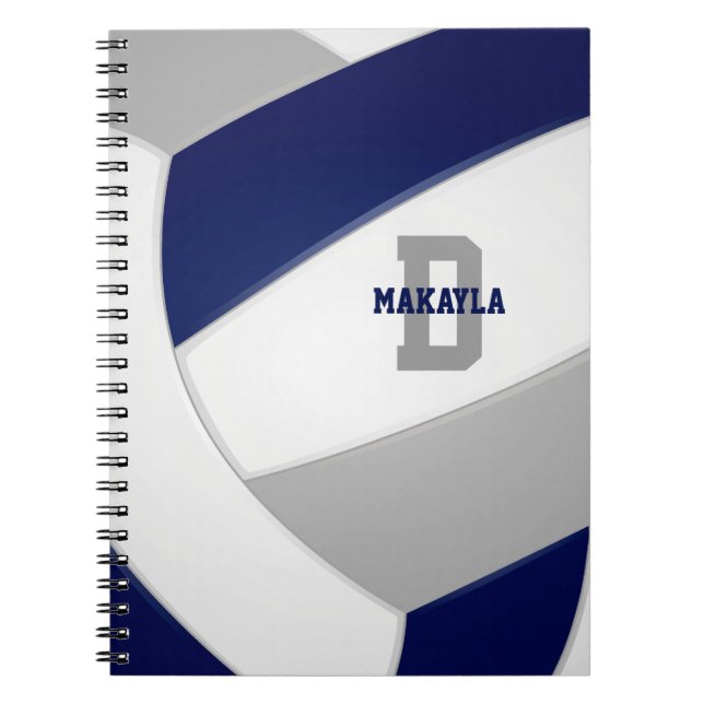 Carnet bleu marine gris filles garçons volley-ball (Devant)