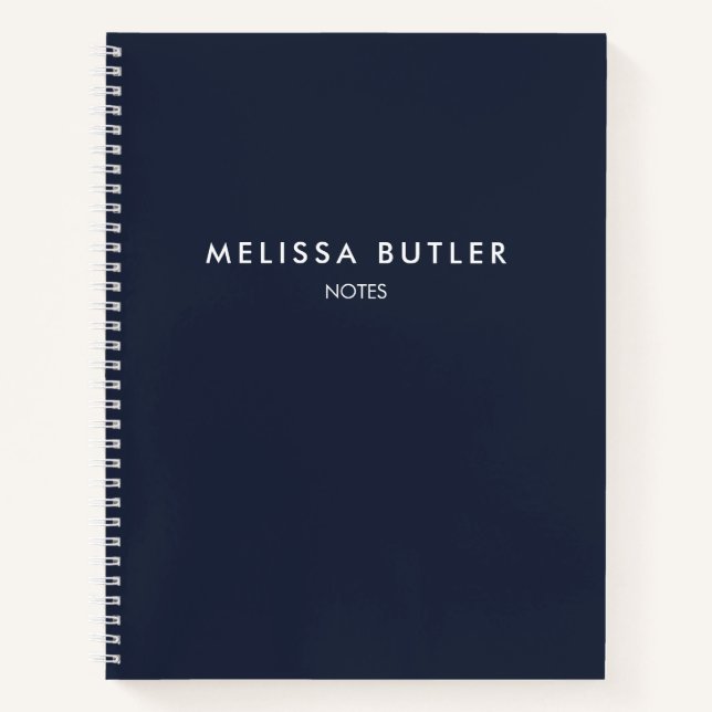 Carnet bleu marine minimaliste moderne (Devant)