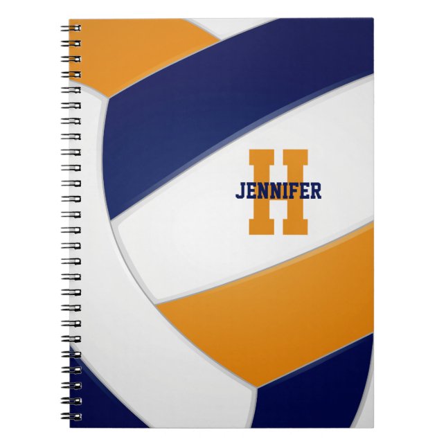 Carnet bleu marine orange filles garçons volley-ball (Devant)