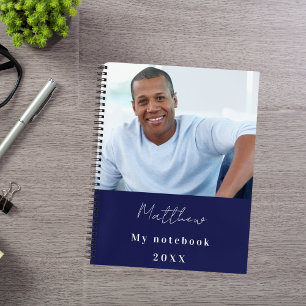 Carnet Bleu marine photo personnalisée