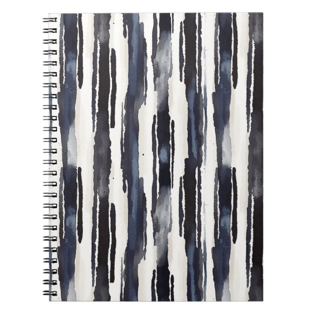 Carnet Bleu Marine Rayures Blanches (Devant)