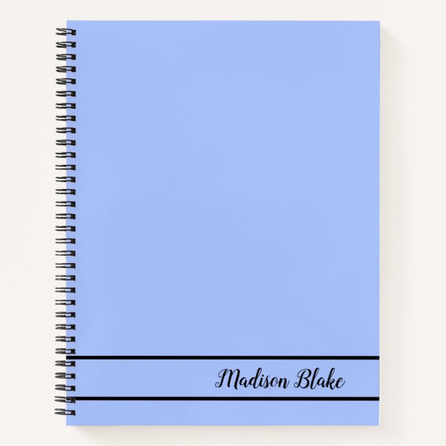 Carnet Bleu minimaliste Pastel Plain Nom personnalisable (Devant)