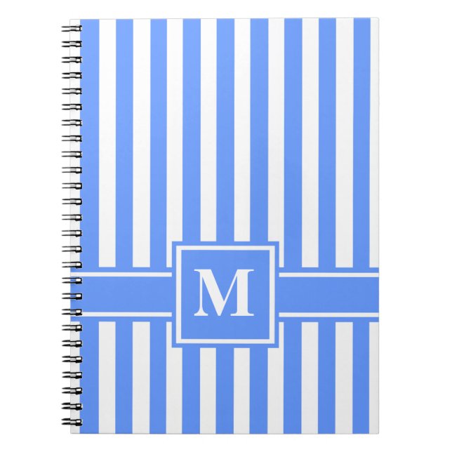 Carnet Bleu moderne bande avec Monogramme (Devant)