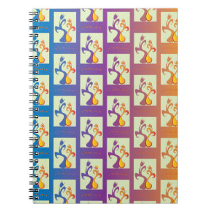 Carnet Bleu moderne, violet, orange Tulip Couple Floral