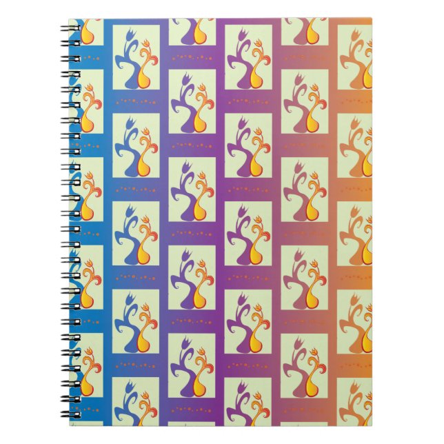 Carnet Bleu moderne, violet, orange Tulip Couple Floral (Devant)