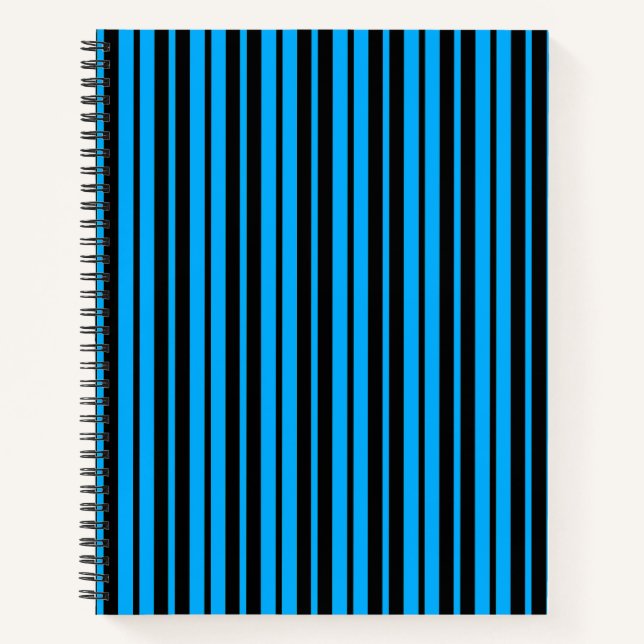 Carnet Bleu Noir Grilles Verticales Design Motif (Devant)