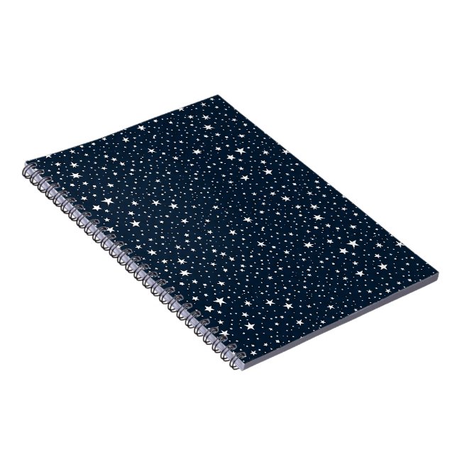 Carnet Bleu Nuit Classique et Étoiles Blanches Motif Patr (Côté Droit)