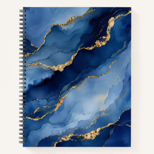 Carnet Bleu Nuit Profond et Or Encre Alcoolique Texture d