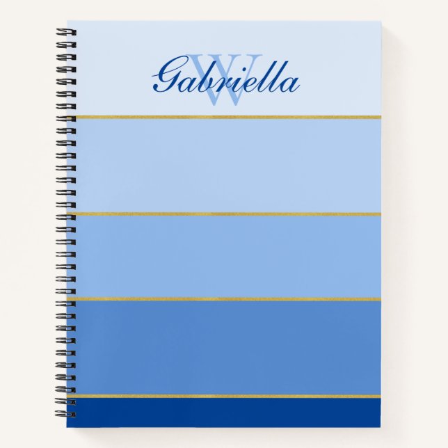 Carnet Bleu Ombre Couleur Bloc Planificateur personnalisé (Devant)
