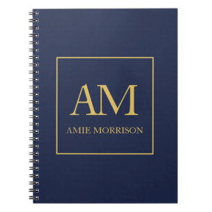 Carnet Bleu Or Couleurs Monogramme Lettres Initiales Nom