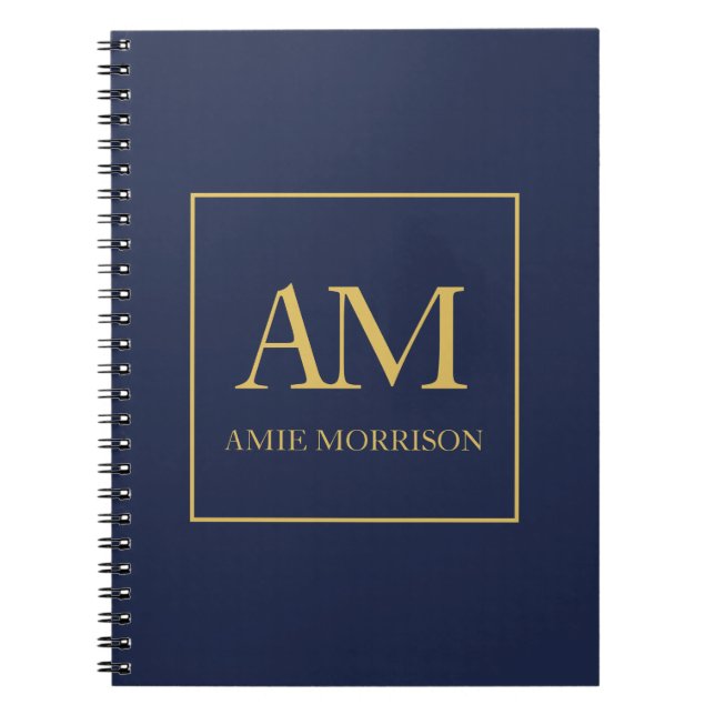 Carnet Bleu Or Couleurs Monogramme Lettres Initiales Nom (Devant)