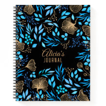 Bleu Or Luxe Floral Aquarelle