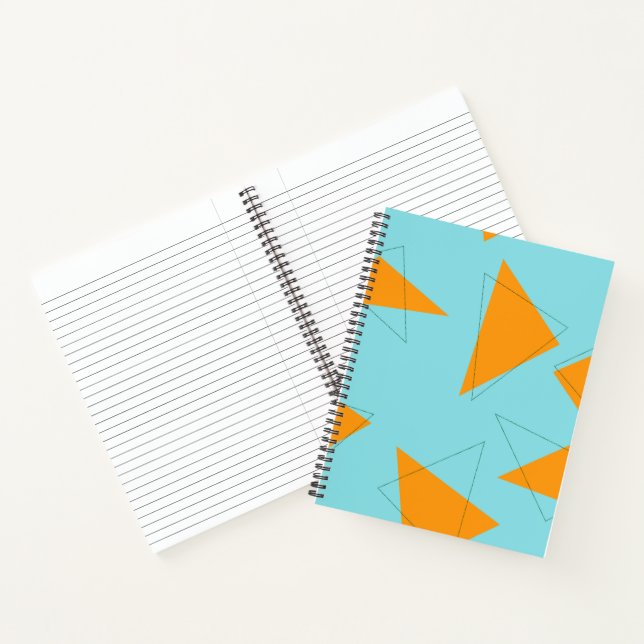 Carnet Bleu, orange, cool, tendance, moderne triangle mot (Intérieur)