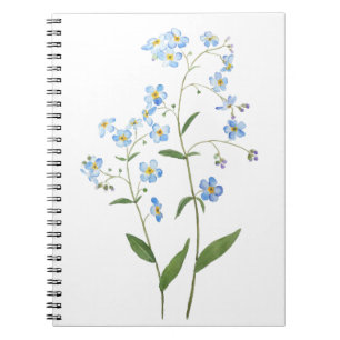 Carnet bleu oubliez moi pas fleurs 2021 aquarelle