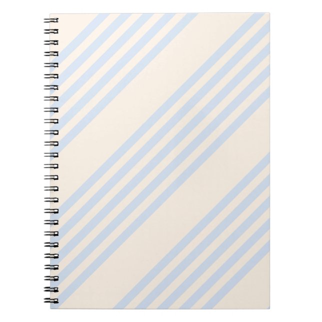 Carnet Bleu pâle et beige cinq rayures motif (Devant)