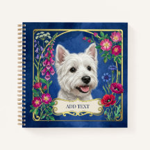 Carnet bleu personnalisé pour chien West Highland