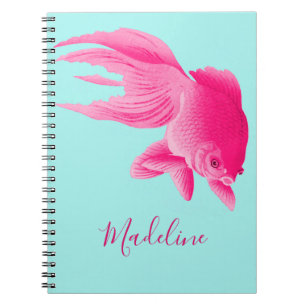 Carnet Bleu Pink Goldfish Grand Pop Moderne Personnel