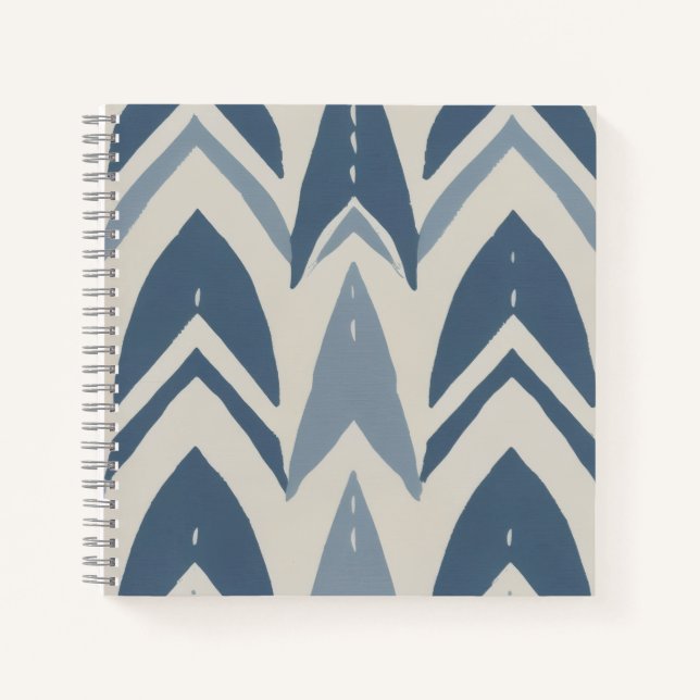 Carnet Bleu Poussiéreux Batik Côtière Parang Chevron Géom (Devant)