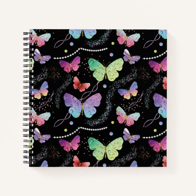 Carnet Bleu Purple Chic Papillons Motif (Devant)