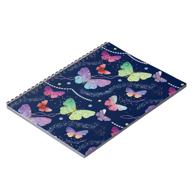 Carnet Bleu Purple Chic Papillons Motif (Côté gauche)