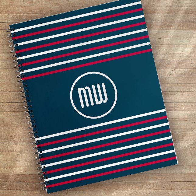 Carnet Bleu Rouge Blanc Bleu Stripe Nautique (Créateur téléchargé)
