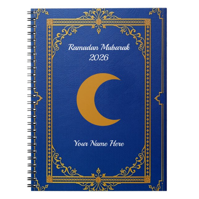 Carnet Bleu Royal Ramadan Filigrane Doré (Devant)