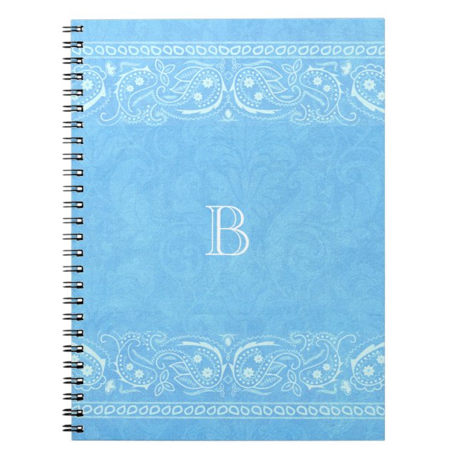 Carnet Bleu rustique paisley campagne occidental simple c (Devant)