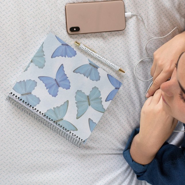 Carnet Bleu simple Belle Papillons Aquarelle mignonne (Créateur téléchargé)