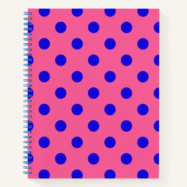 Carnet Bleu sur rose Pois design Motif (Devant)