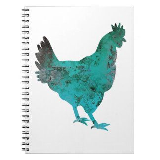 Carnet Bleu turquoise de poule de poulet sur l'arrière -