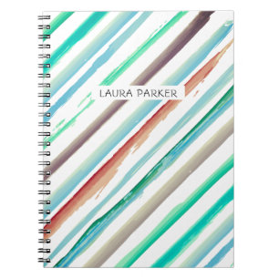 Carnet Bleu Turquoise rayé minimaliste Professionnel Fill