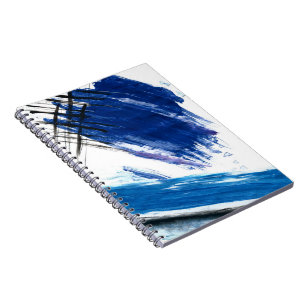 Carnet Bleu vagues abstraite aquarelle art contemporain