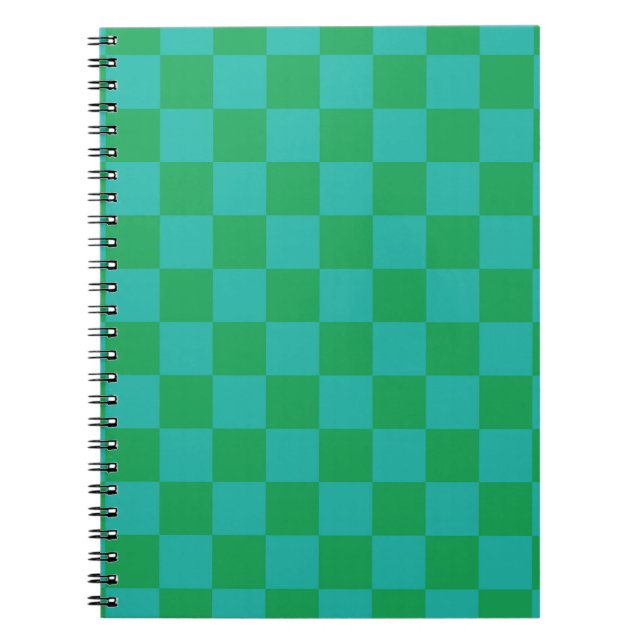 Carnet Bleu vert À damiers En vichy Motif (Devant)