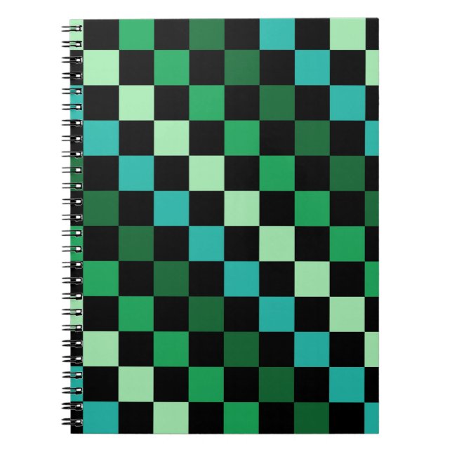 Carnet Bleu vert À damiers En vichy Motif (Devant)