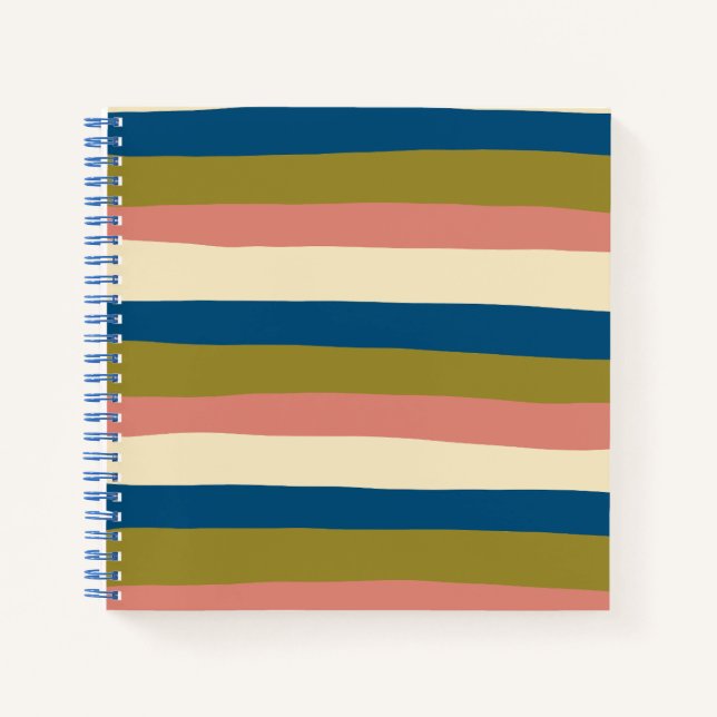 Carnet Bleu, vert olive, rose et crème (Devant)