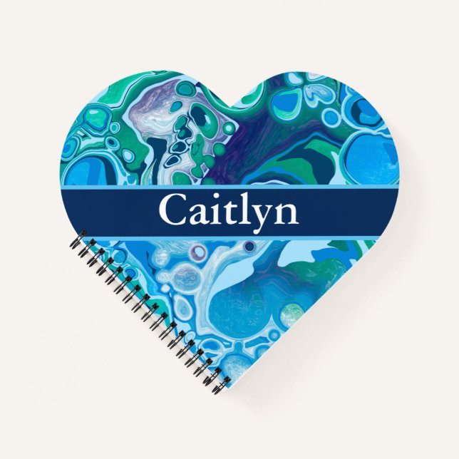 Carnet Bleu vert personnalisé Marbre numérique (Devant)