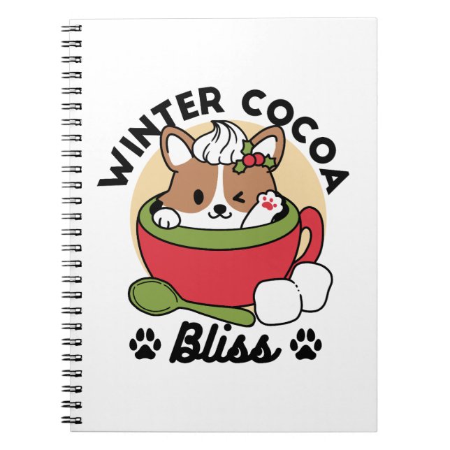 Carnet Bliss de cacao d'hiver - Chien mignon en mode Mug (Devant)
