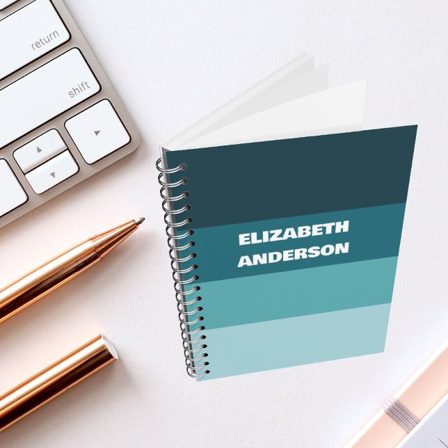 Carnet Bloc de couleur rayure horizontale sarcelle (Créateur téléchargé)