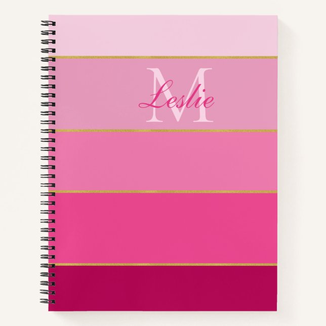 Carnet Bloc de couleur rose Ombre personnalisé (Devant)