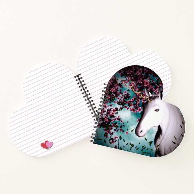 Carnet bloc-notes à coeur de licorne (Intérieur)