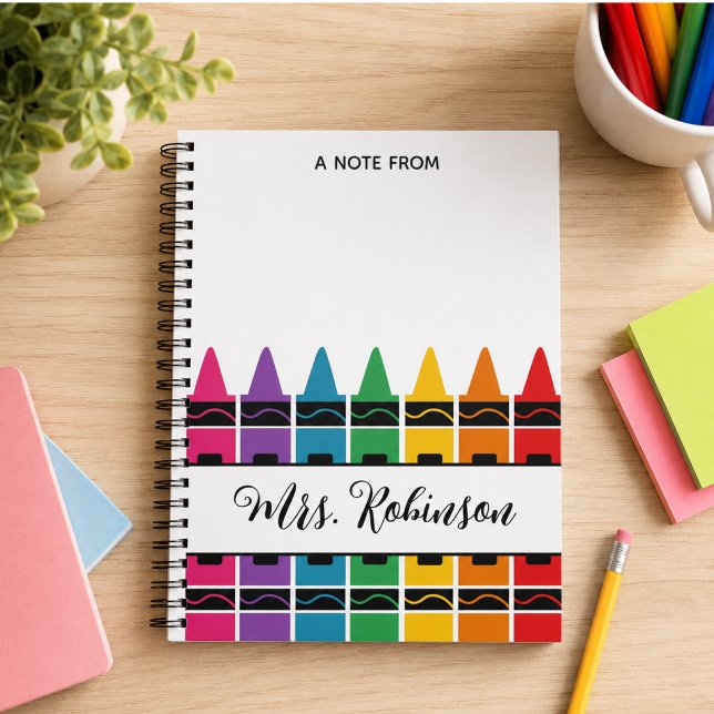Carnet Bloc-notes crayon arc-en-ciel pour appréciation de (Teacher Appreciation Rainbow Crayon Notepad Notebook)