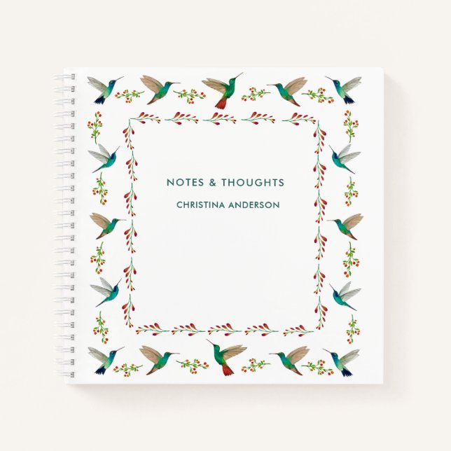 Carnet Bloc-notes de bordure de colibri personnalisé (Devant)